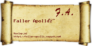 Faller Apolló névjegykártya